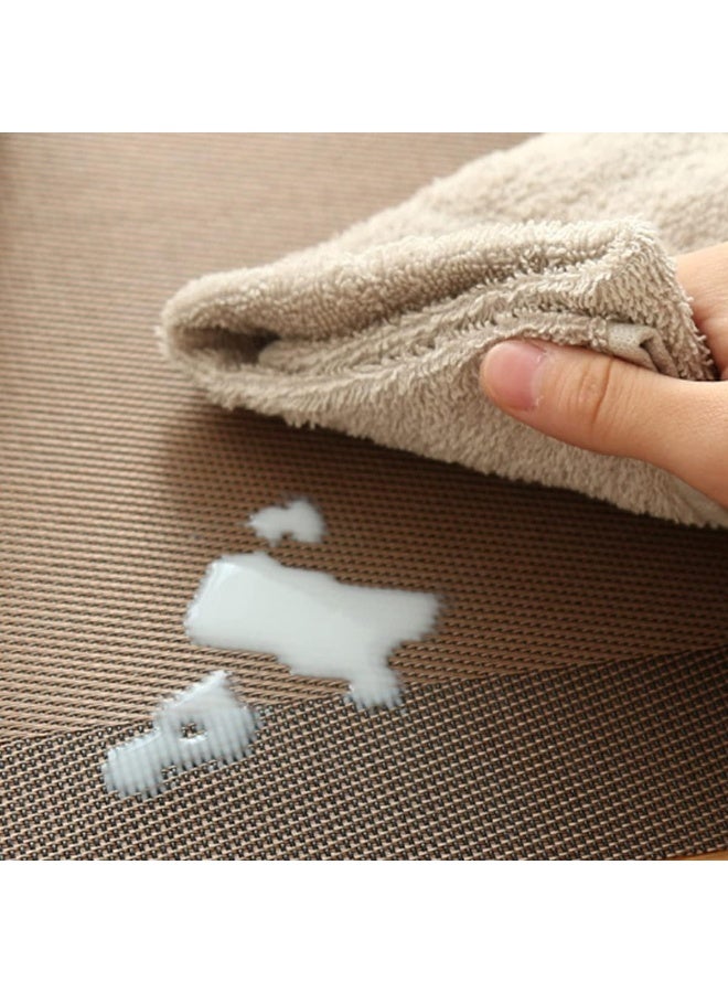 ablieve Brown Vinyl Placemats Set of 8 - Heat Resistant, Easy Clean Woven PVC Table Mats for Dining - Image 4